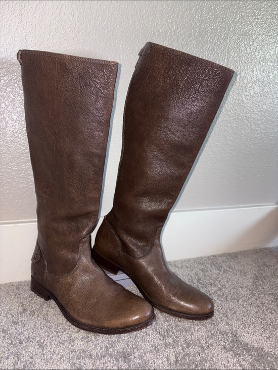 Frye Shoes - Frye Melissa  zip up Tall Brown Leather Boots size 8